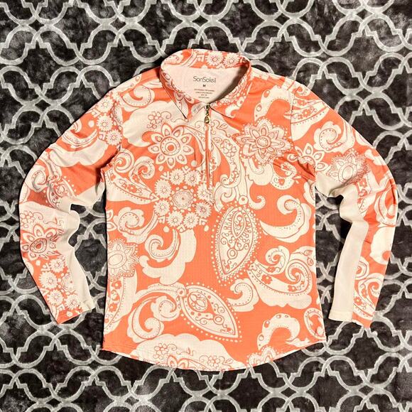 San Soleil Vented 1/4 Zip Collar Women's Medium Long Sleeve Stretch UPF 50 Golf - Picture 1 of 9